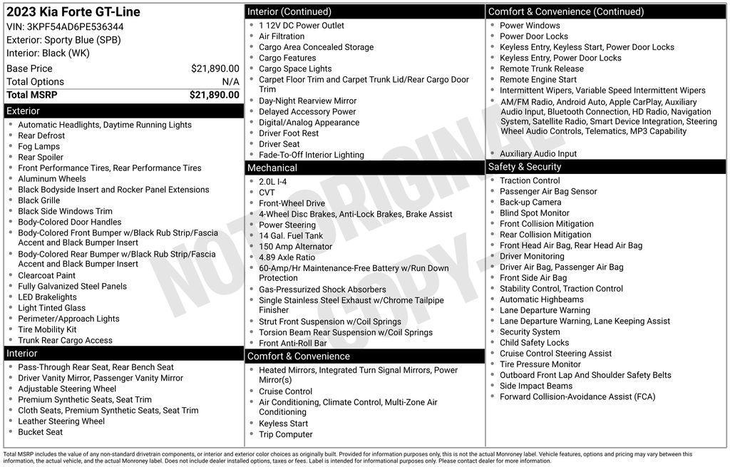 used 2023 Kia Forte car, priced at $20,000