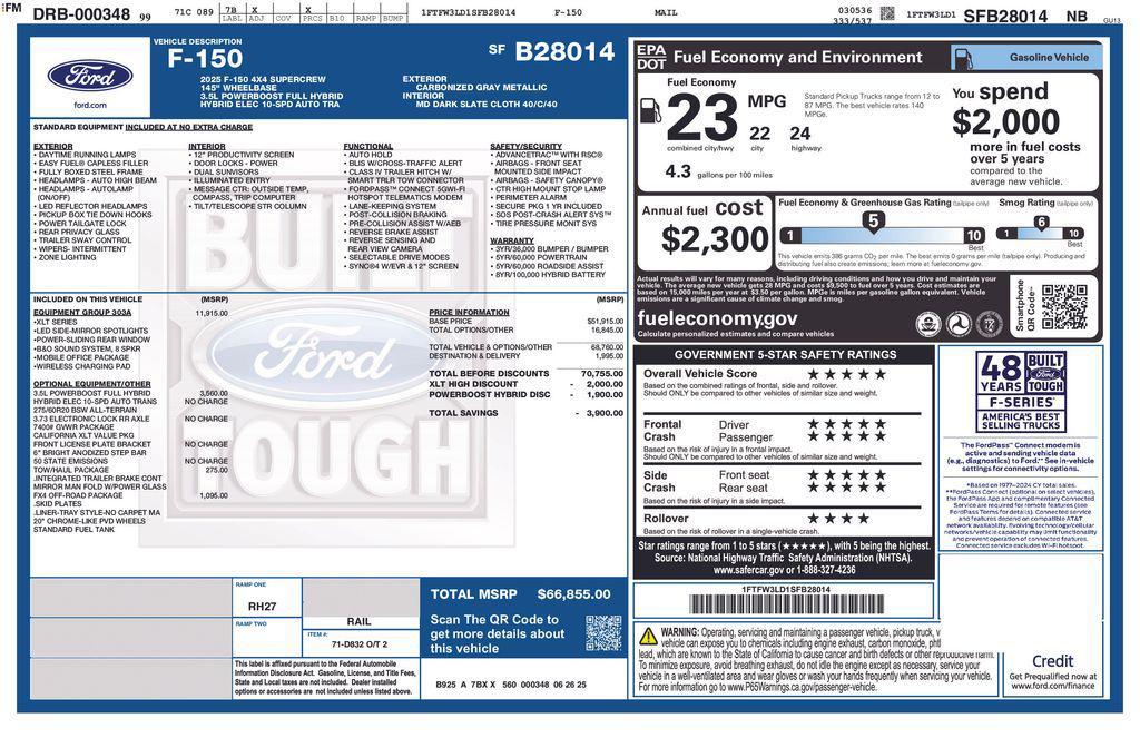 new 2025 Ford F-150 car, priced at $66,855