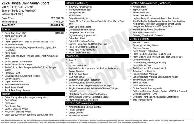 used 2024 Honda Civic car, priced at $28,000
