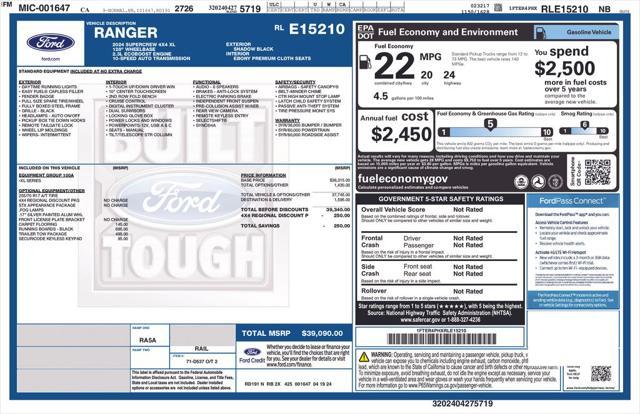 new 2024 Ford Ranger car, priced at $36,684