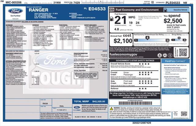 used 2023 Ford Ranger car, priced at $36,000
