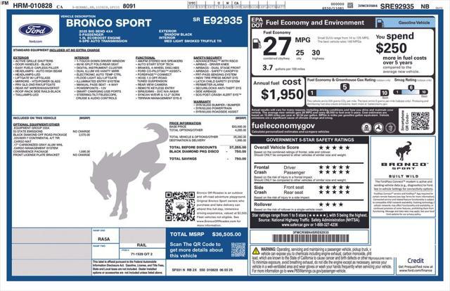 new 2025 Ford Bronco Sport car, priced at $34,492