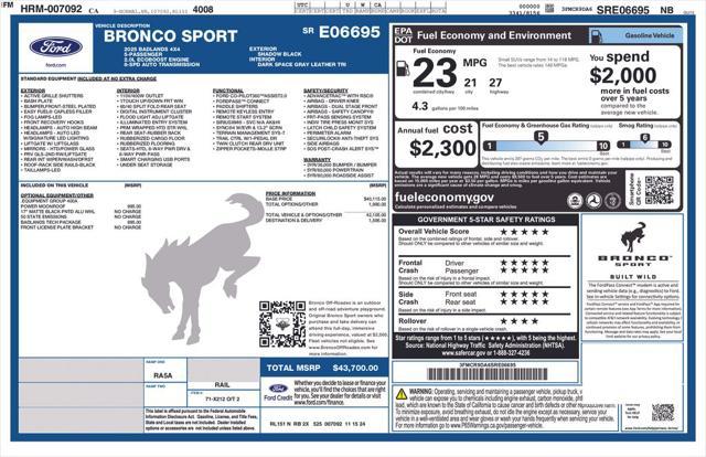 new 2025 Ford Bronco Sport car, priced at $40,824