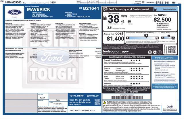 new 2025 Ford Maverick car, priced at $29,940