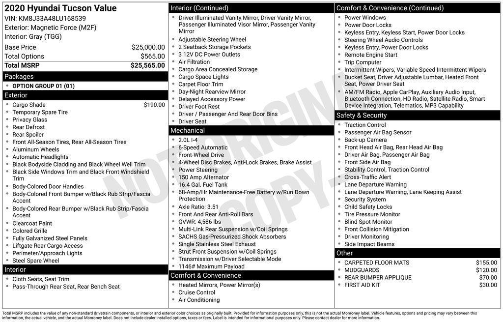 used 2020 Hyundai Tucson car, priced at $18,201