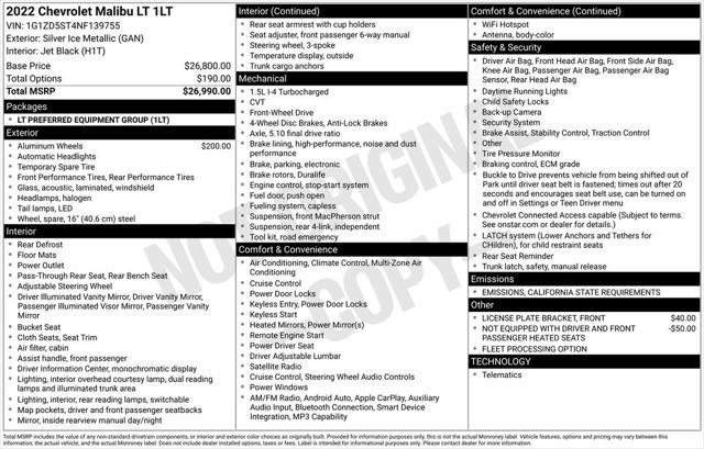 used 2022 Chevrolet Malibu car, priced at $16,000