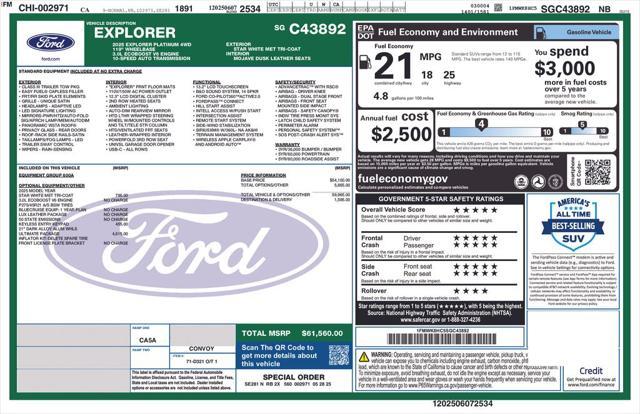 new 2025 Ford Explorer car, priced at $60,060