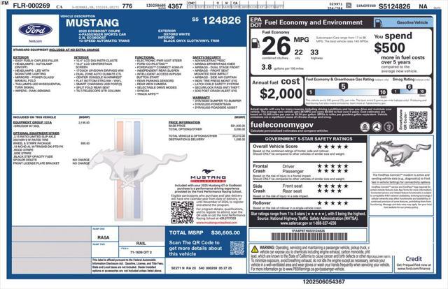 new 2025 Ford Mustang car, priced at $34,091