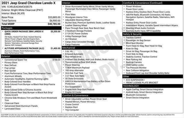 used 2021 Jeep Grand Cherokee car, priced at $23,000