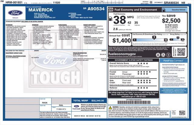 new 2025 Ford Maverick car, priced at $30,858