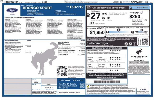 new 2025 Ford Bronco Sport car, priced at $34,310