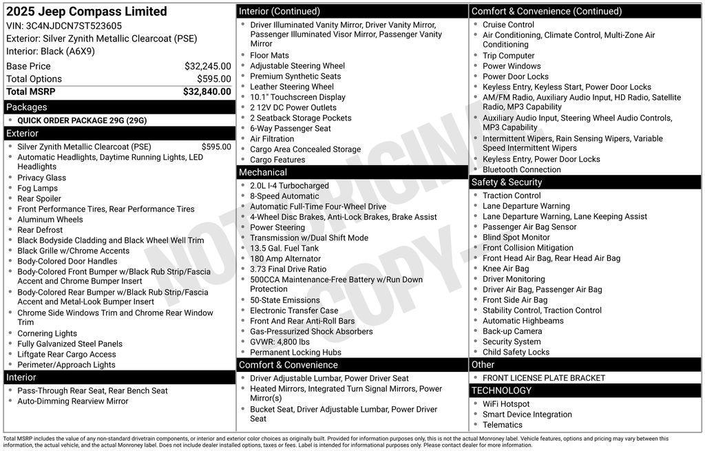 used 2025 Jeep Compass car, priced at $27,500