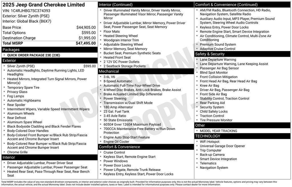 new 2025 Jeep Grand Cherokee car, priced at $42,474