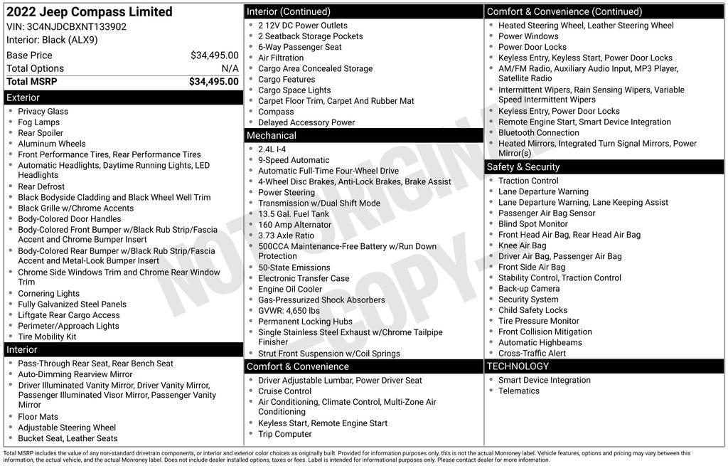 used 2022 Jeep Compass car, priced at $22,600