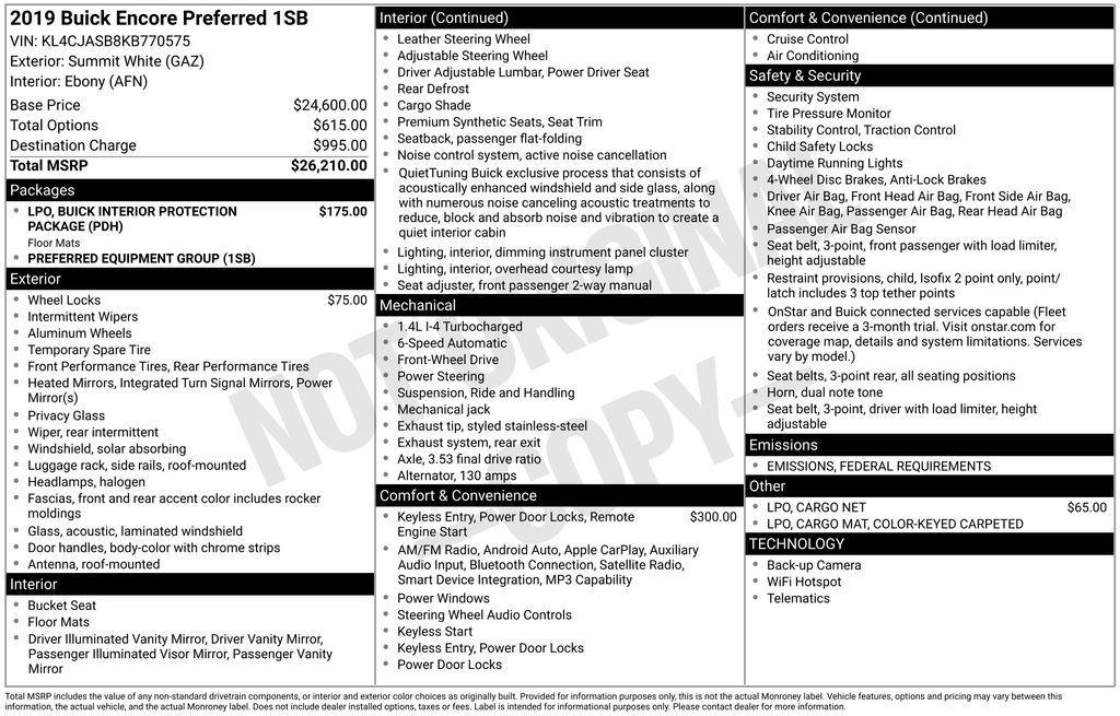 used 2019 Buick Encore car, priced at $12,295