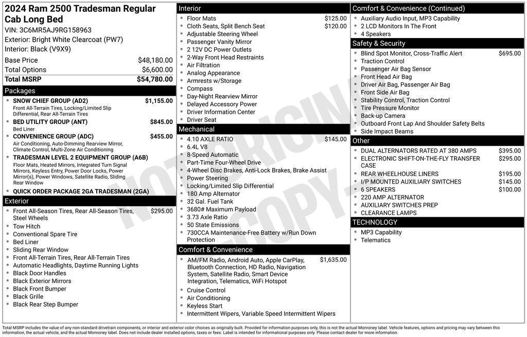 new 2024 Ram 2500 car, priced at $50,746