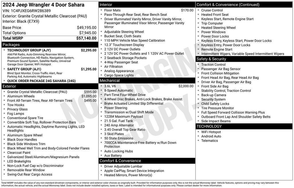 new 2024 Jeep Wrangler car, priced at $54,319