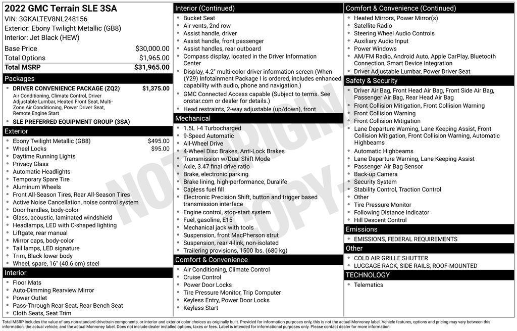 used 2022 GMC Terrain car, priced at $20,795