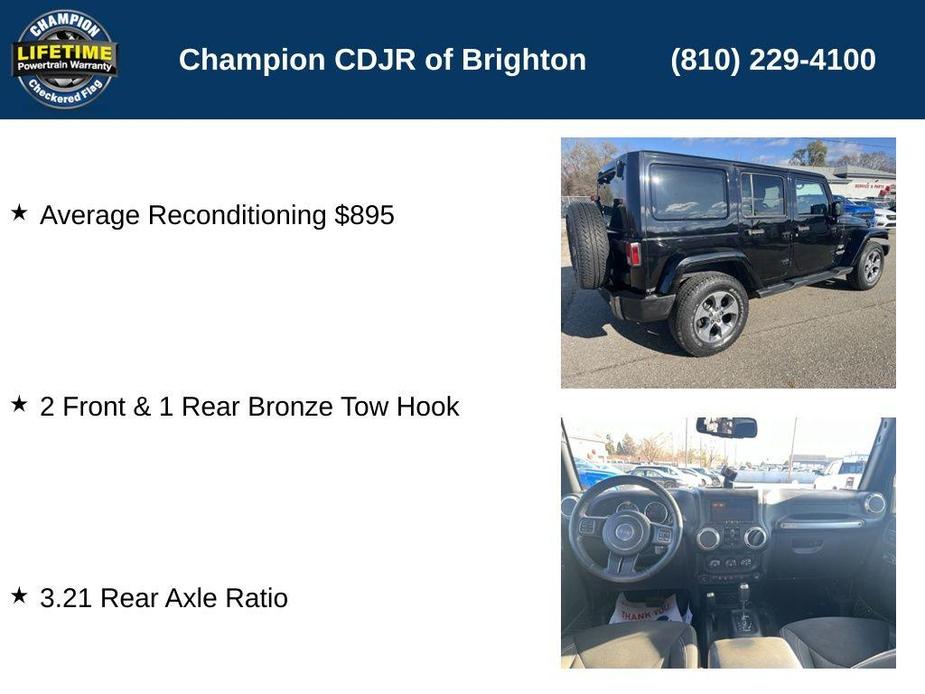 used 2016 Jeep Wrangler Unlimited car, priced at $19,800