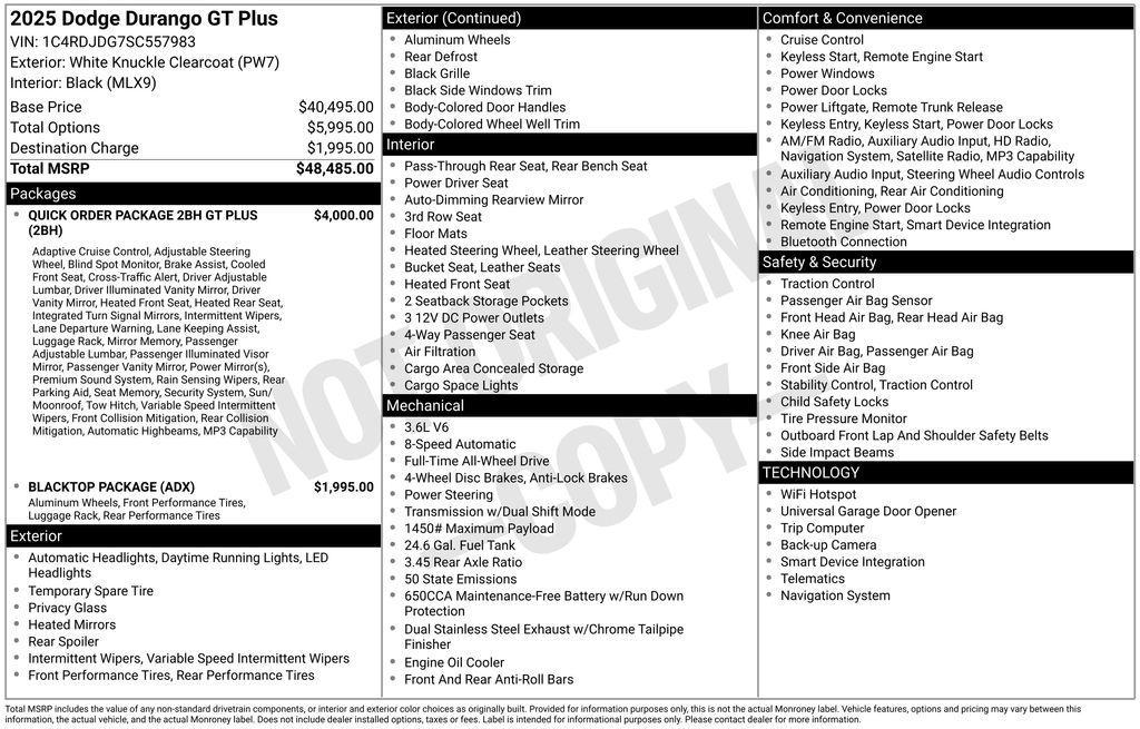 new 2025 Dodge Durango car, priced at $40,740