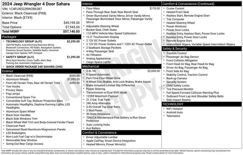 new 2024 Jeep Wrangler car, priced at $54,319