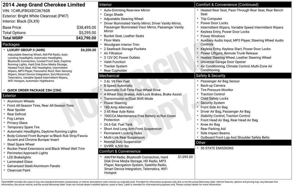 used 2014 Jeep Grand Cherokee car, priced at $7,500
