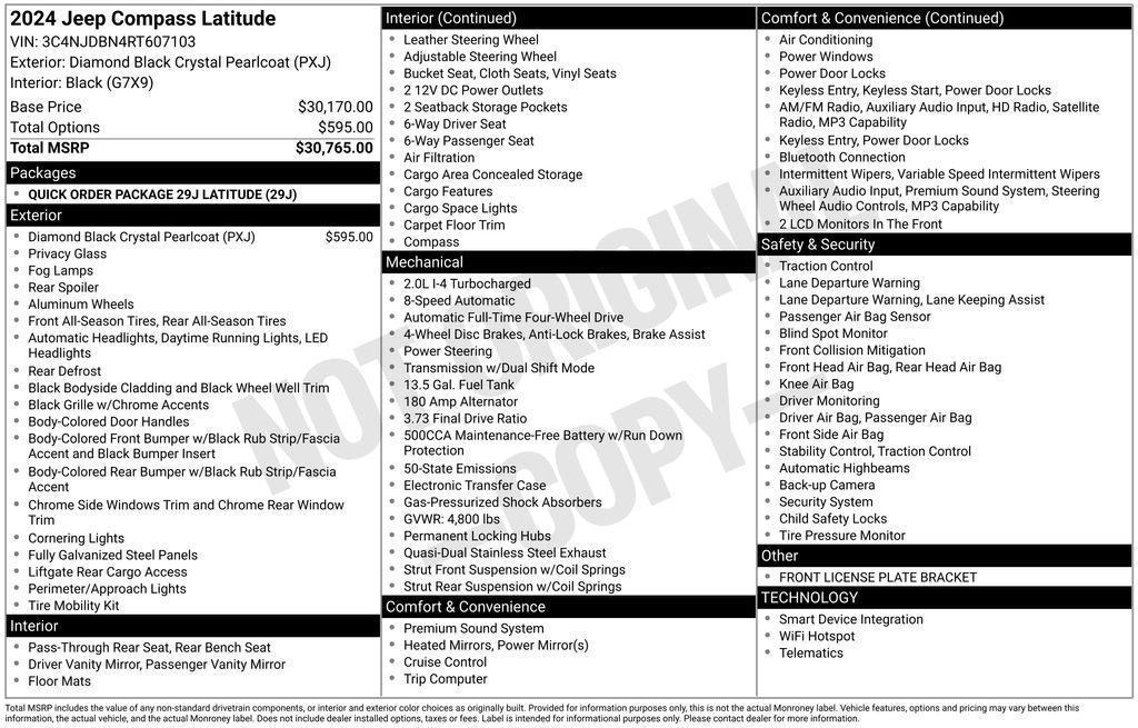 used 2024 Jeep Compass car, priced at $23,500
