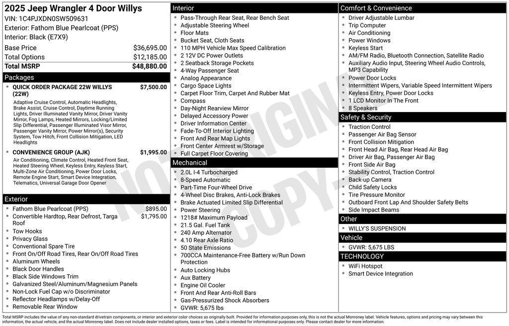 new 2025 Jeep Wrangler car, priced at $47,892