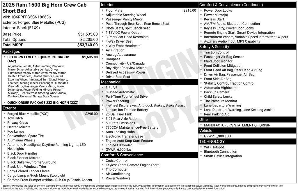 new 2025 Ram 1500 car, priced at $44,866
