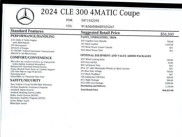 new 2024 Mercedes-Benz CLE 300 car, priced at $64,415