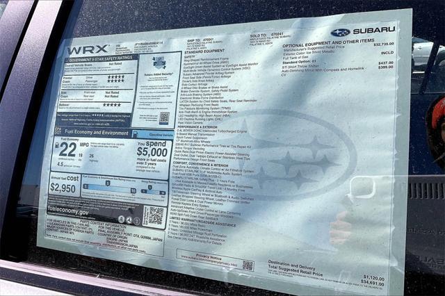 new 2024 Subaru WRX car, priced at $34,691