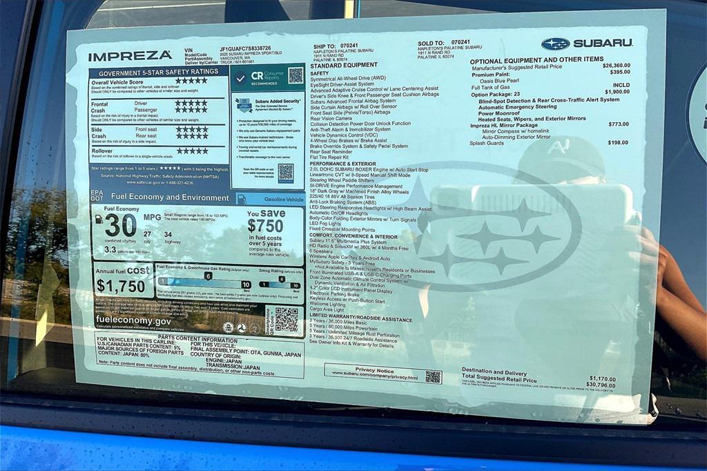 new 2025 Subaru Impreza car, priced at $28,992