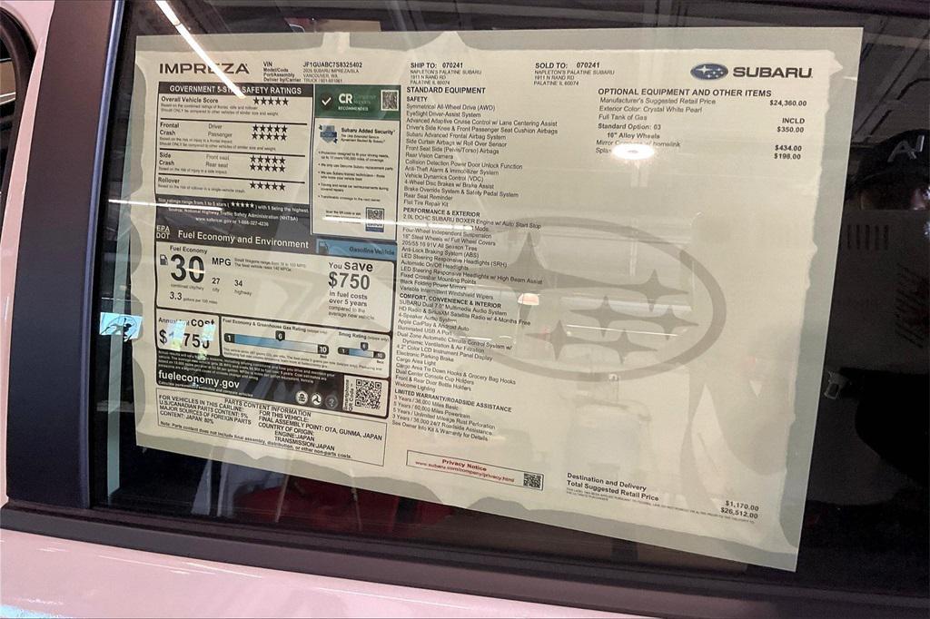 new 2025 Subaru Impreza car, priced at $24,750