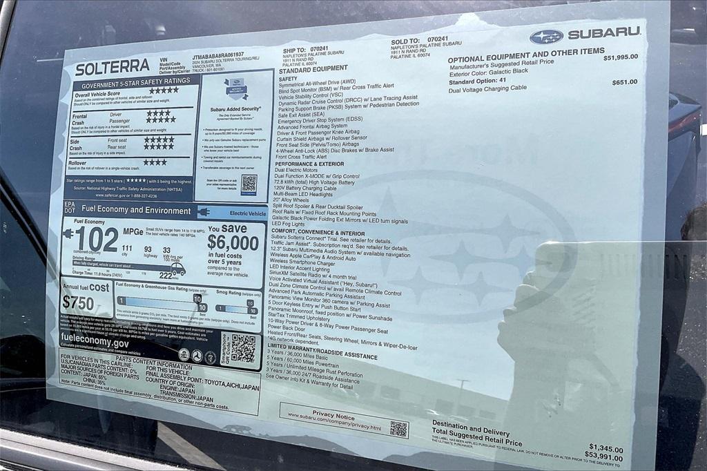 new 2024 Subaru Solterra car, priced at $53,991