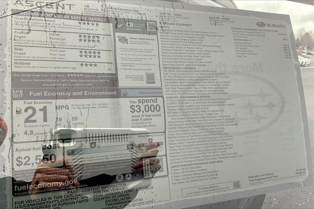 new 2024 Subaru Ascent car, priced at $50,997