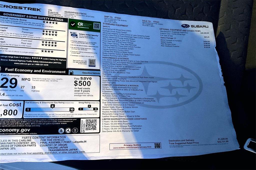 new 2025 Subaru Crosstrek car, priced at $32,731