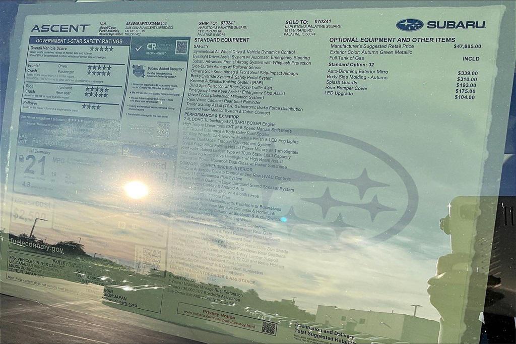 new 2025 Subaru Ascent car, priced at $46,912