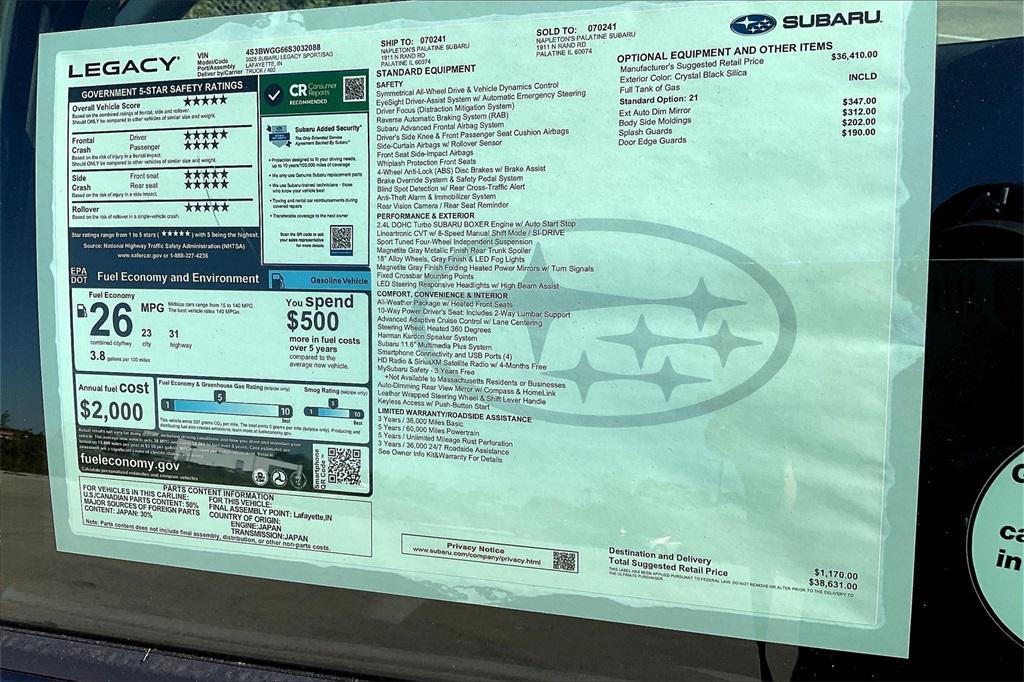 new 2025 Subaru Legacy car, priced at $36,056
