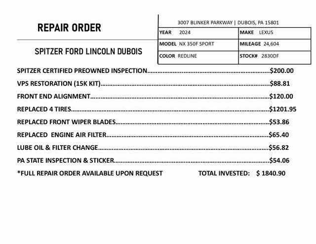 used 2024 Lexus NX 350 car, priced at $41,933
