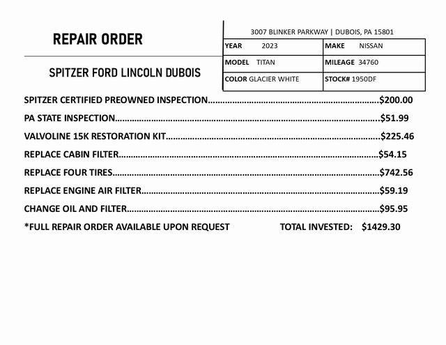 used 2023 Nissan Titan car, priced at $29,995