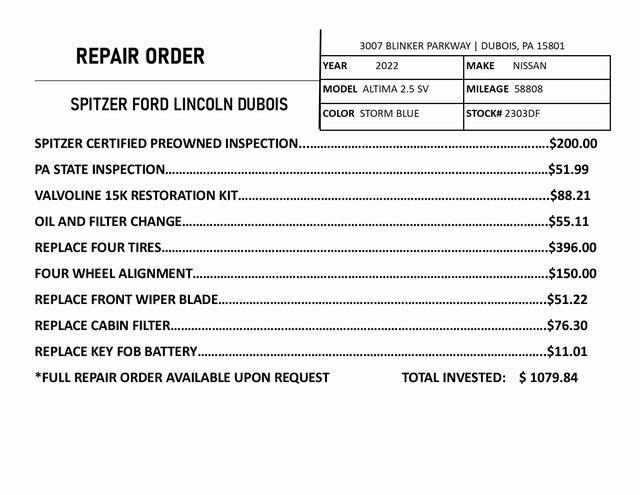 used 2022 Nissan Altima car, priced at $16,795