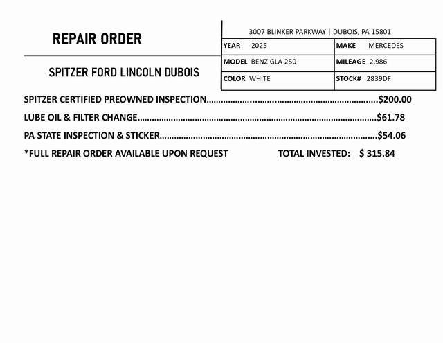 used 2025 Mercedes-Benz GLA 250 car, priced at $39,879