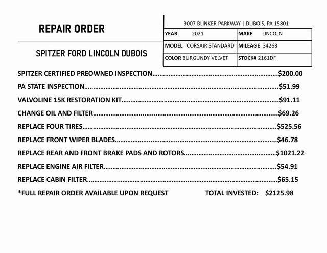 used 2021 Lincoln Corsair car, priced at $24,295