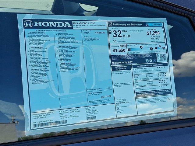 new 2025 Honda Accord car, priced at $31,210