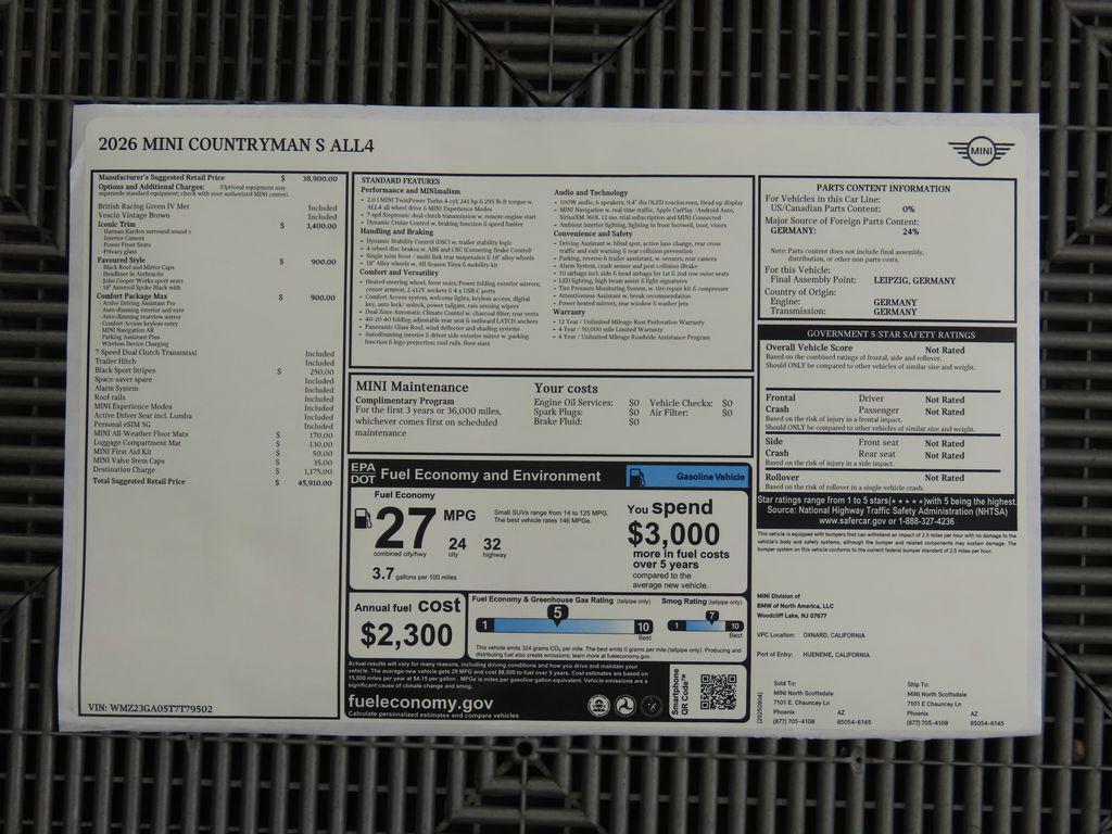 new 2026 MINI Countryman car, priced at $45,910
