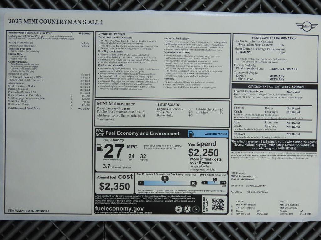 new 2025 MINI Countryman car, priced at $40,405