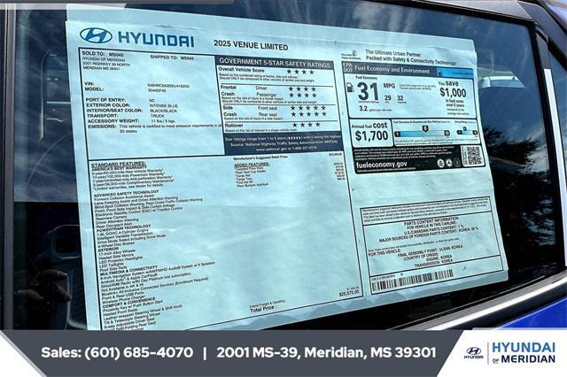 new 2025 Hyundai Venue car, priced at $24,660