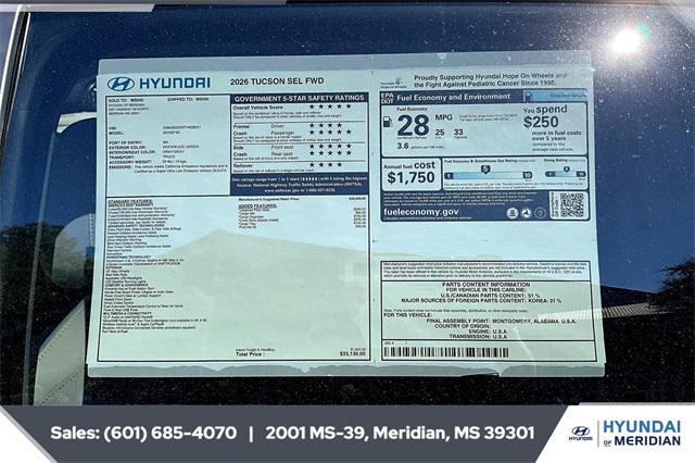 new 2026 Hyundai Tucson car, priced at $29,164