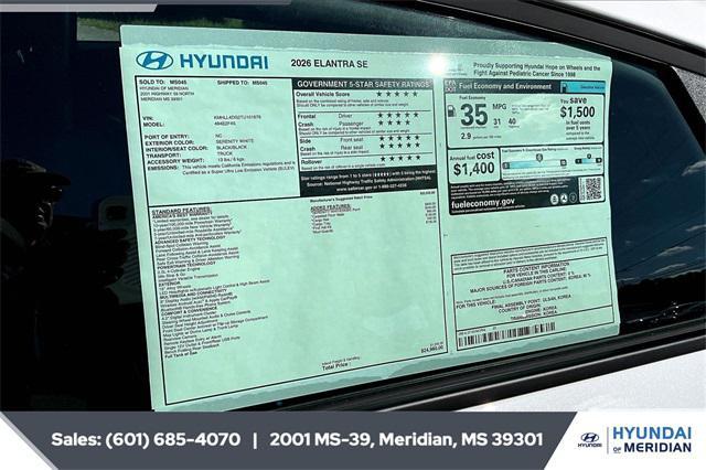 new 2026 Hyundai Elantra car, priced at $23,862
