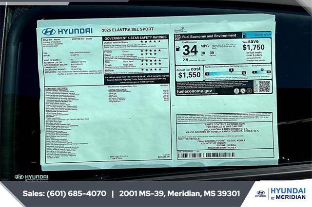new 2025 Hyundai Elantra car, priced at $24,222